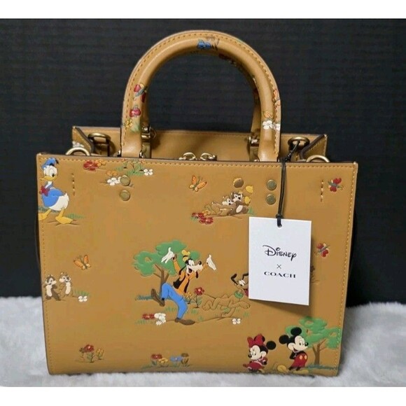 COACH X DISNEY ROGUE 25 MICKEY MOUSE & FRIENDS BAG *PLUS WALLET -HONEY BROWN NWT - Picture 5 of 16
